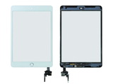Тачскрин для iPad mini 3 (с разъемом) + серебрянная кнопка HOME (белый)