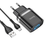 СЗУ HOCO N1 (1-USB/2.4A) + micro USB кабель (1м) (черный)